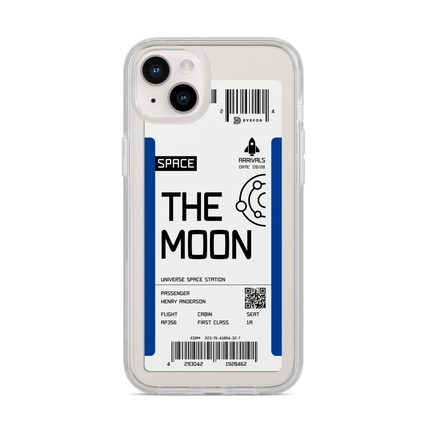 The Moon Boarding Pass iPhone 14 Plus Clear Tough Case Starlight
