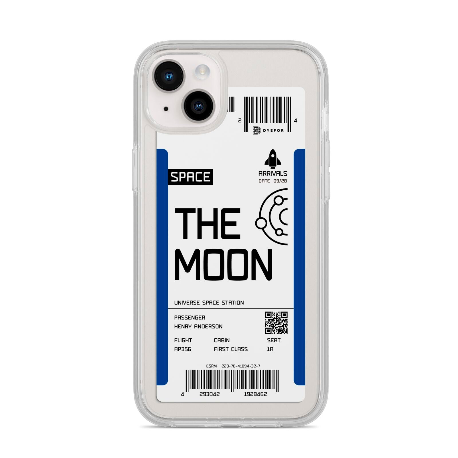 The Moon Boarding Pass iPhone 14 Plus Clear Tough Case Starlight