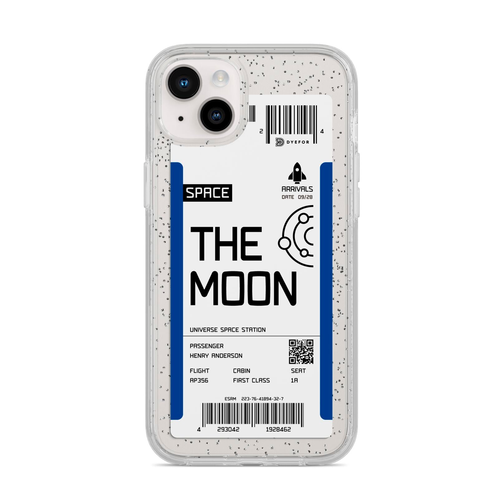 The Moon Boarding Pass iPhone 14 Plus Glitter Tough Case Starlight