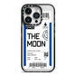 The Moon Boarding Pass iPhone 14 Pro Black Impact Case on Silver phone