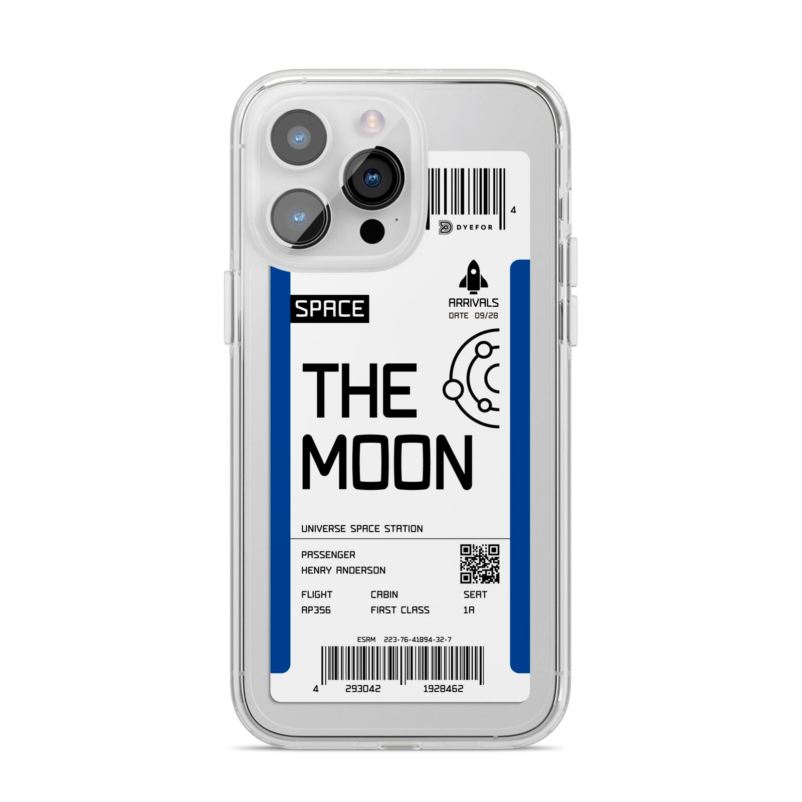 The Moon Boarding Pass iPhone 14 Pro Max Clear Tough Case Silver