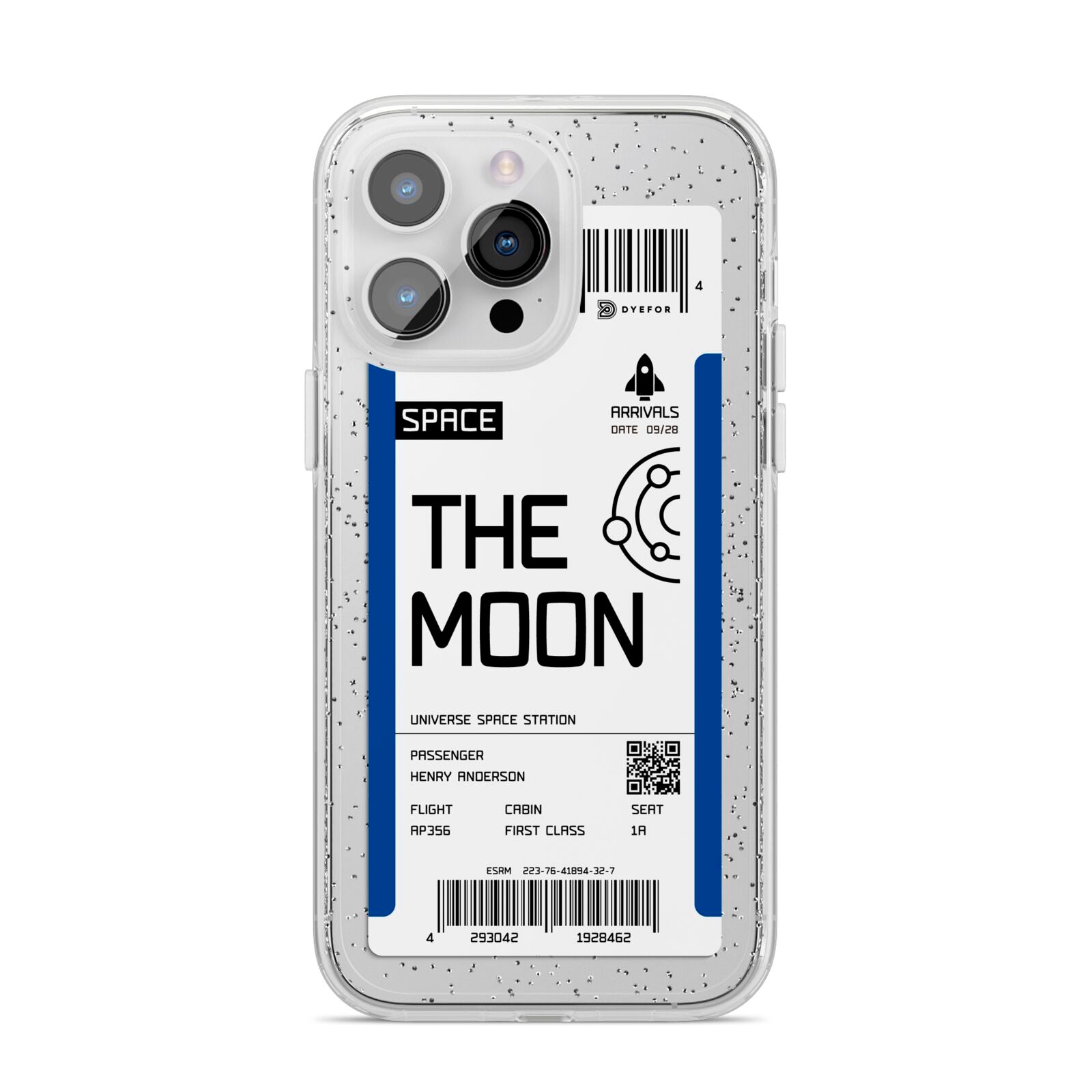 The Moon Boarding Pass iPhone 14 Pro Max Glitter Tough Case Silver