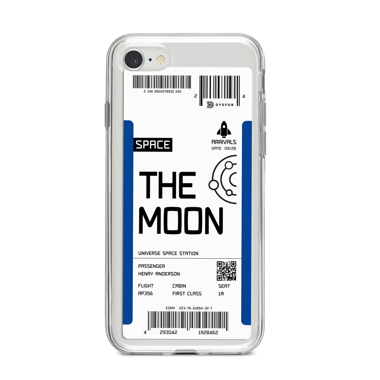 The Moon Boarding Pass iPhone 8 Bumper Case on Silver iPhone