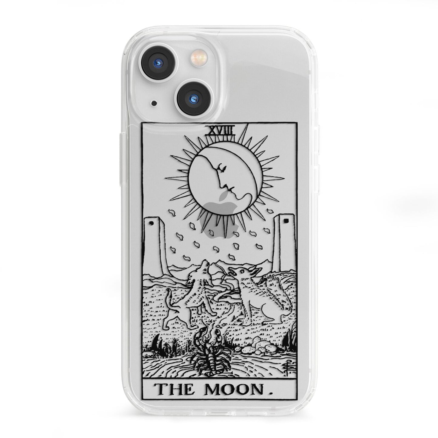 The Moon Monochrome iPhone 13 Mini Clear Bumper Case