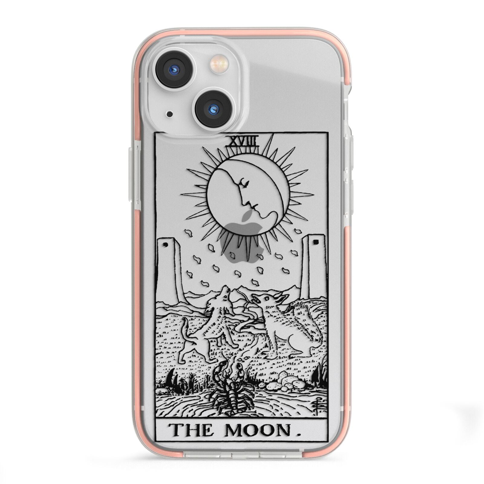 The Moon Monochrome iPhone 13 Mini TPU Impact Case with Pink Edges