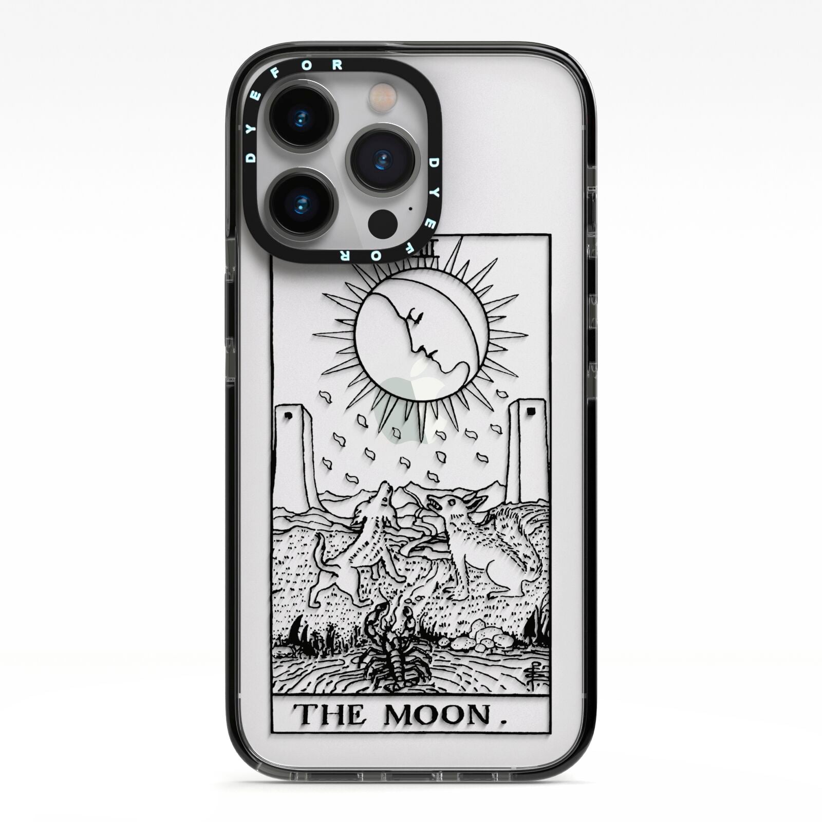 The Moon Monochrome iPhone 13 Pro Black Impact Case on Silver phone