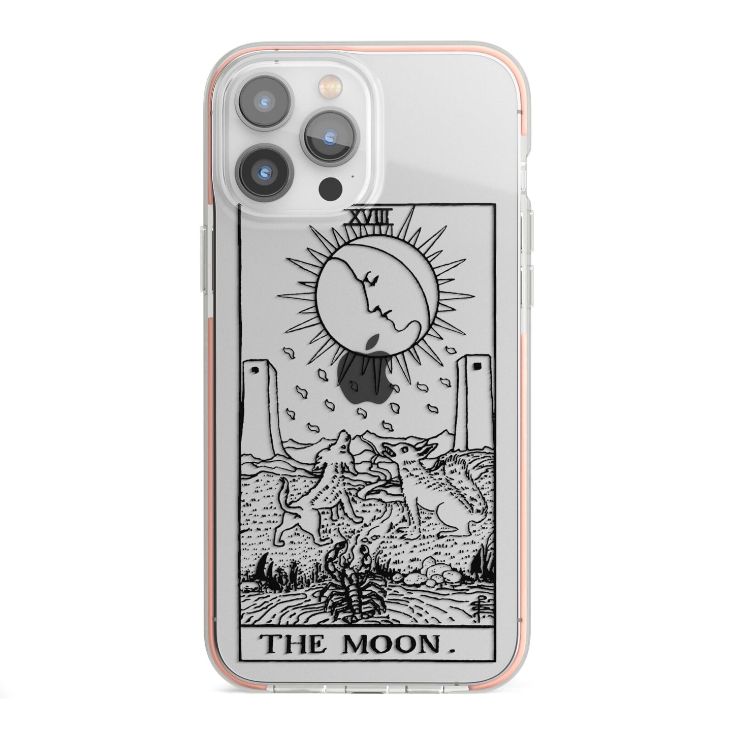 The Moon Monochrome iPhone 13 Pro Max TPU Impact Case with Pink Edges