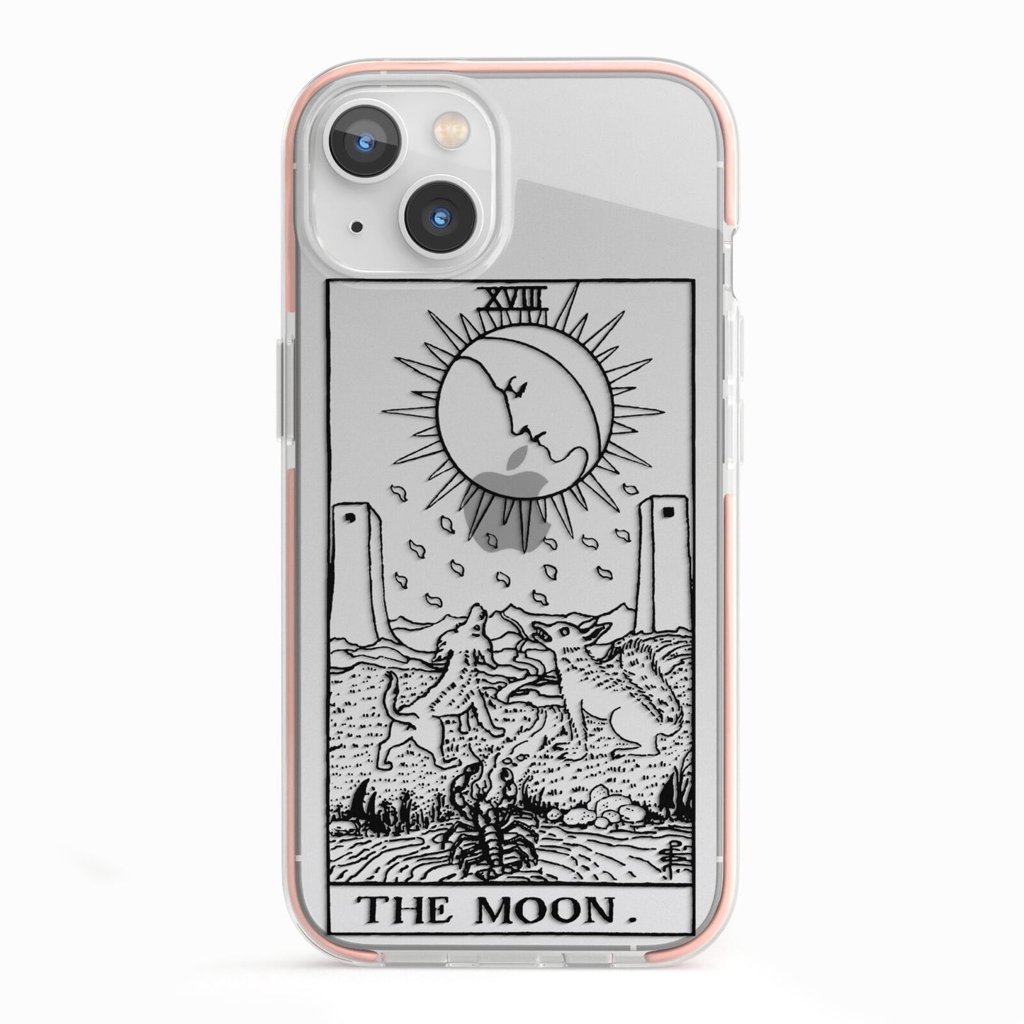 The Moon Monochrome iPhone 13 TPU Impact Case with Pink Edges