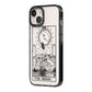 The Moon Monochrome iPhone 14 Black Impact Case Side Angle on Silver phone