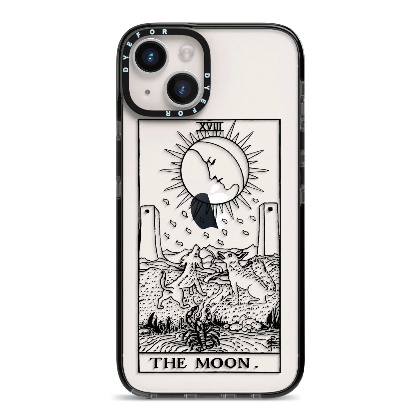 The Moon Monochrome iPhone 14 Black Impact Case on Silver phone