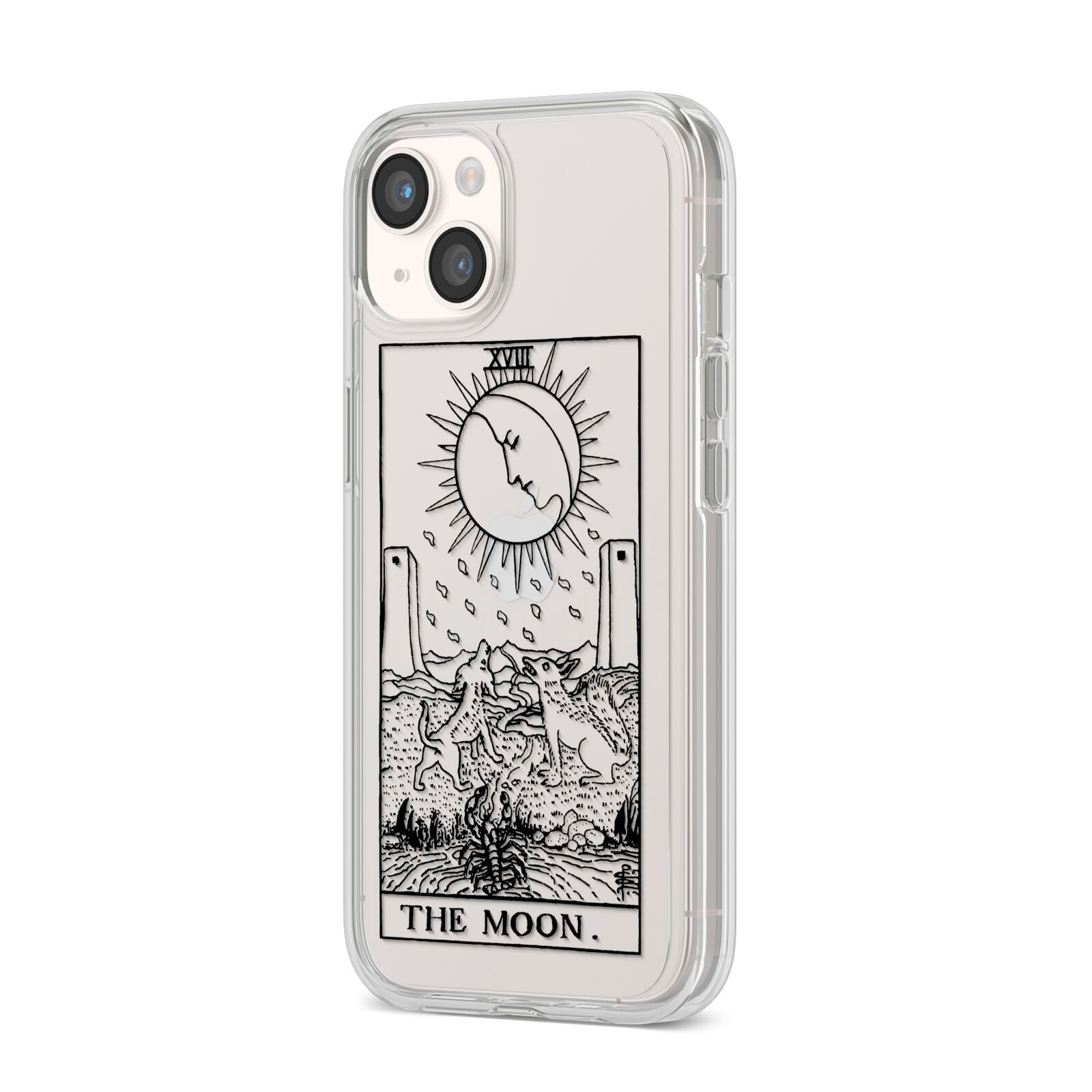 The Moon Monochrome iPhone 14 Clear Tough Case Starlight Angled Image