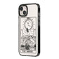 The Moon Monochrome iPhone 14 Plus Black Impact Case Side Angle on Silver phone