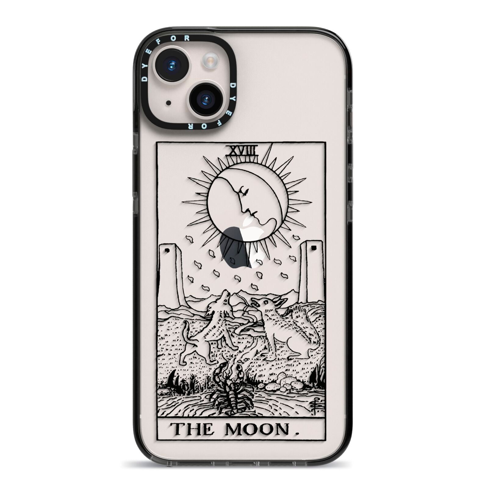 The Moon Monochrome iPhone 14 Plus Black Impact Case on Silver phone