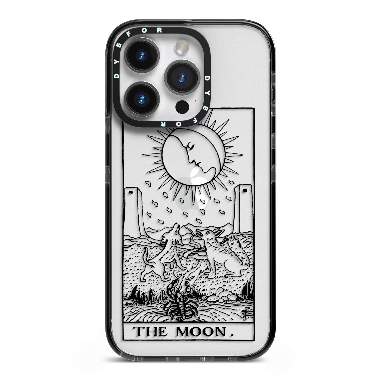 The Moon Monochrome iPhone 14 Pro Black Impact Case on Silver phone