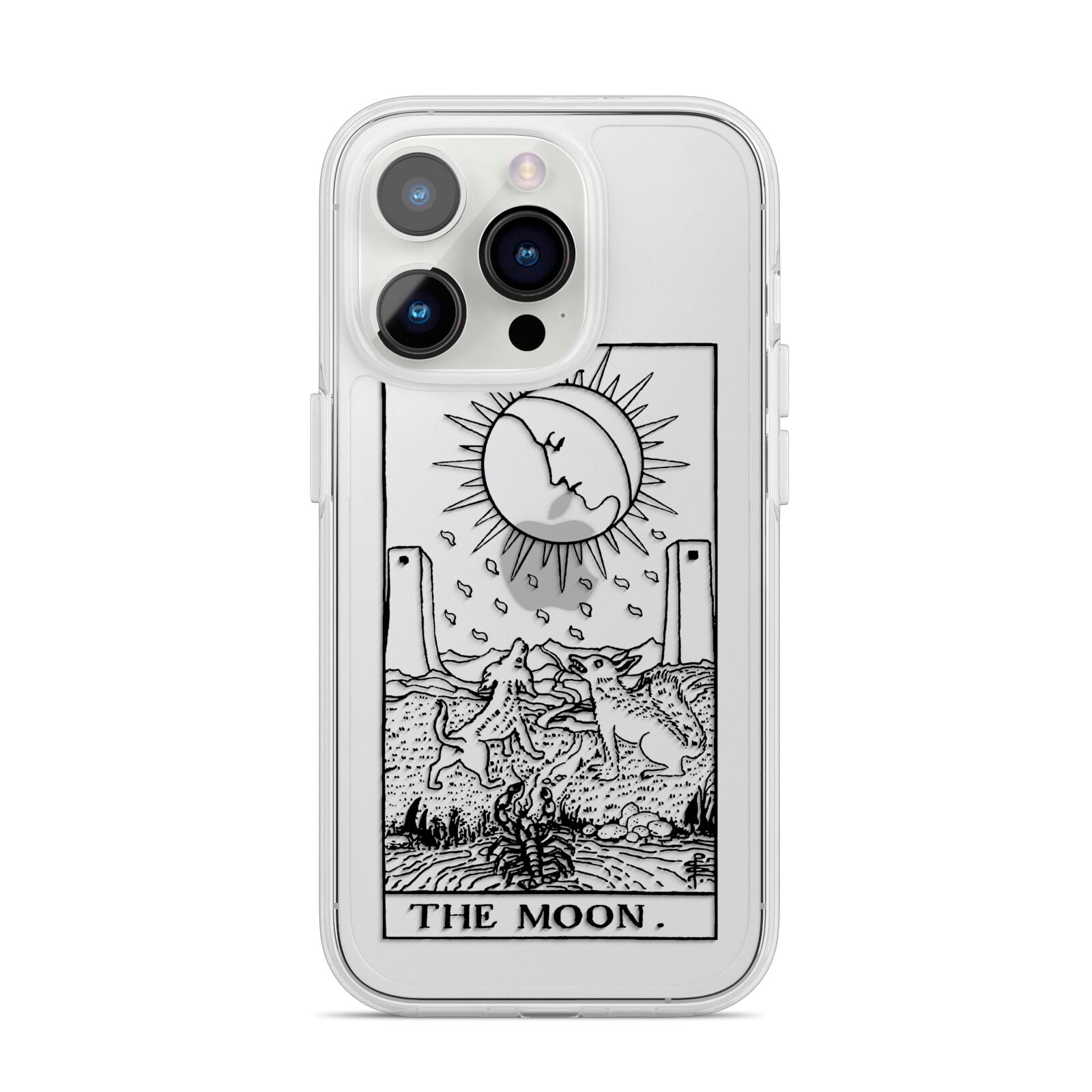 The Moon Monochrome iPhone 14 Pro Clear Tough Case Silver