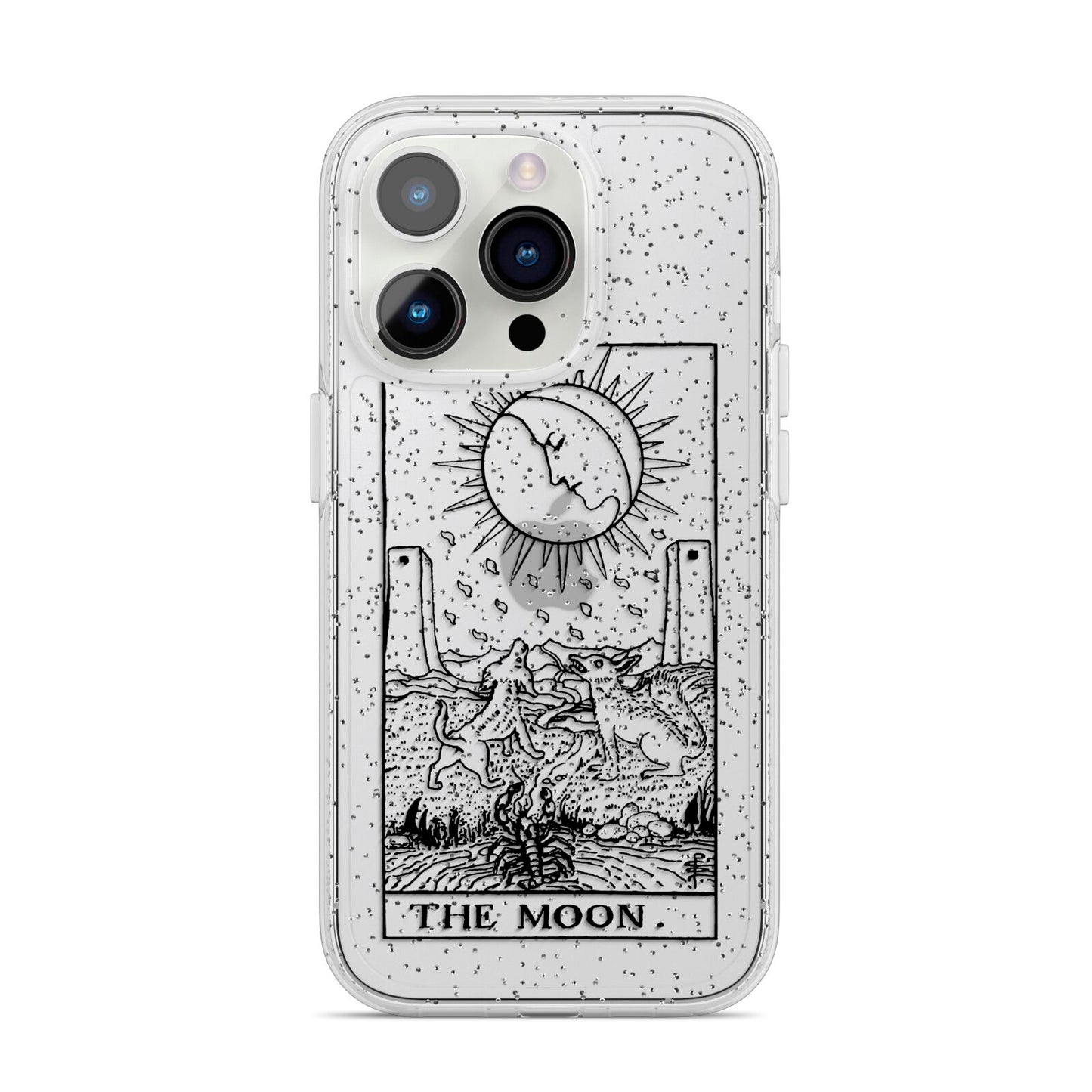 The Moon Monochrome iPhone 14 Pro Glitter Tough Case Silver