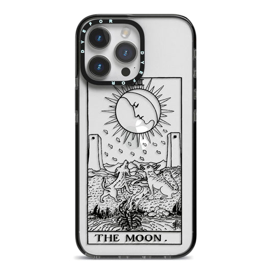 The Moon Monochrome iPhone 14 Pro Max Black Impact Case on Silver phone