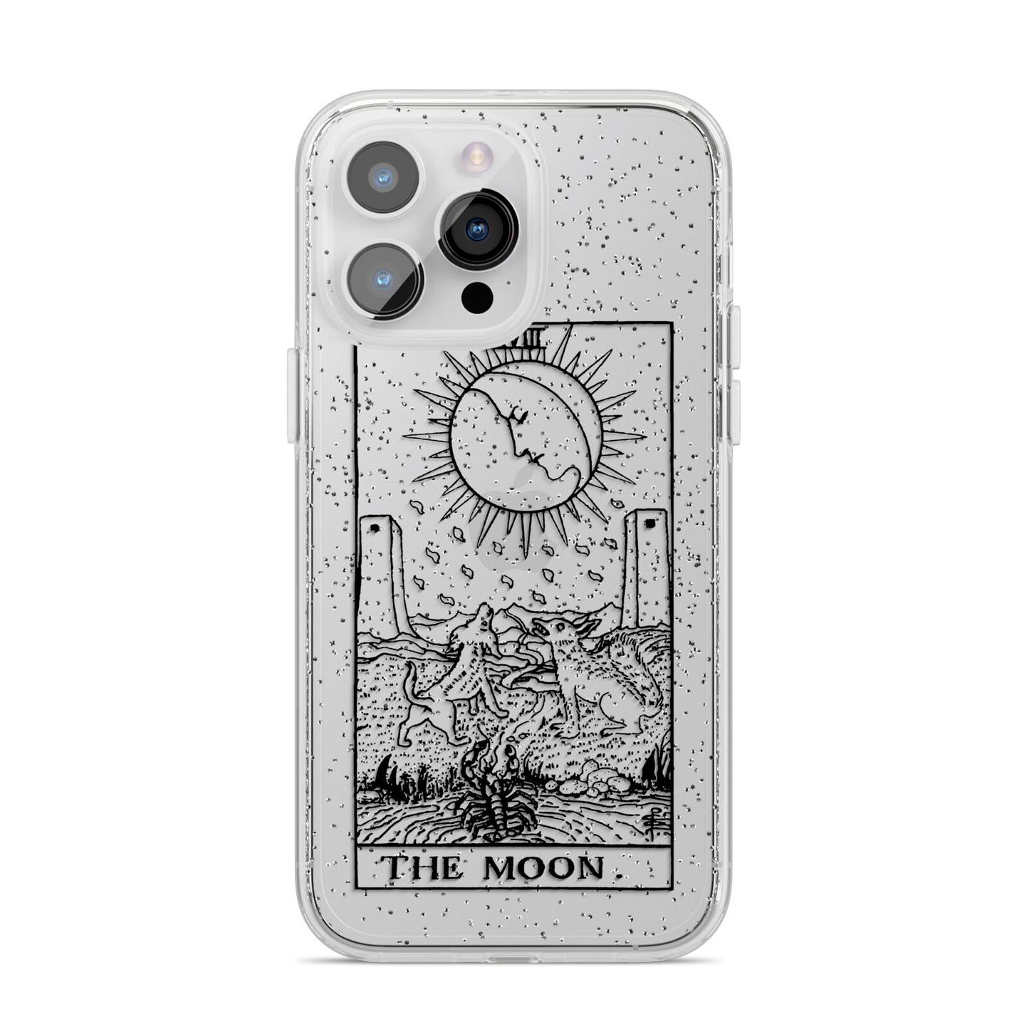 The Moon Monochrome iPhone 14 Pro Max Glitter Tough Case Silver