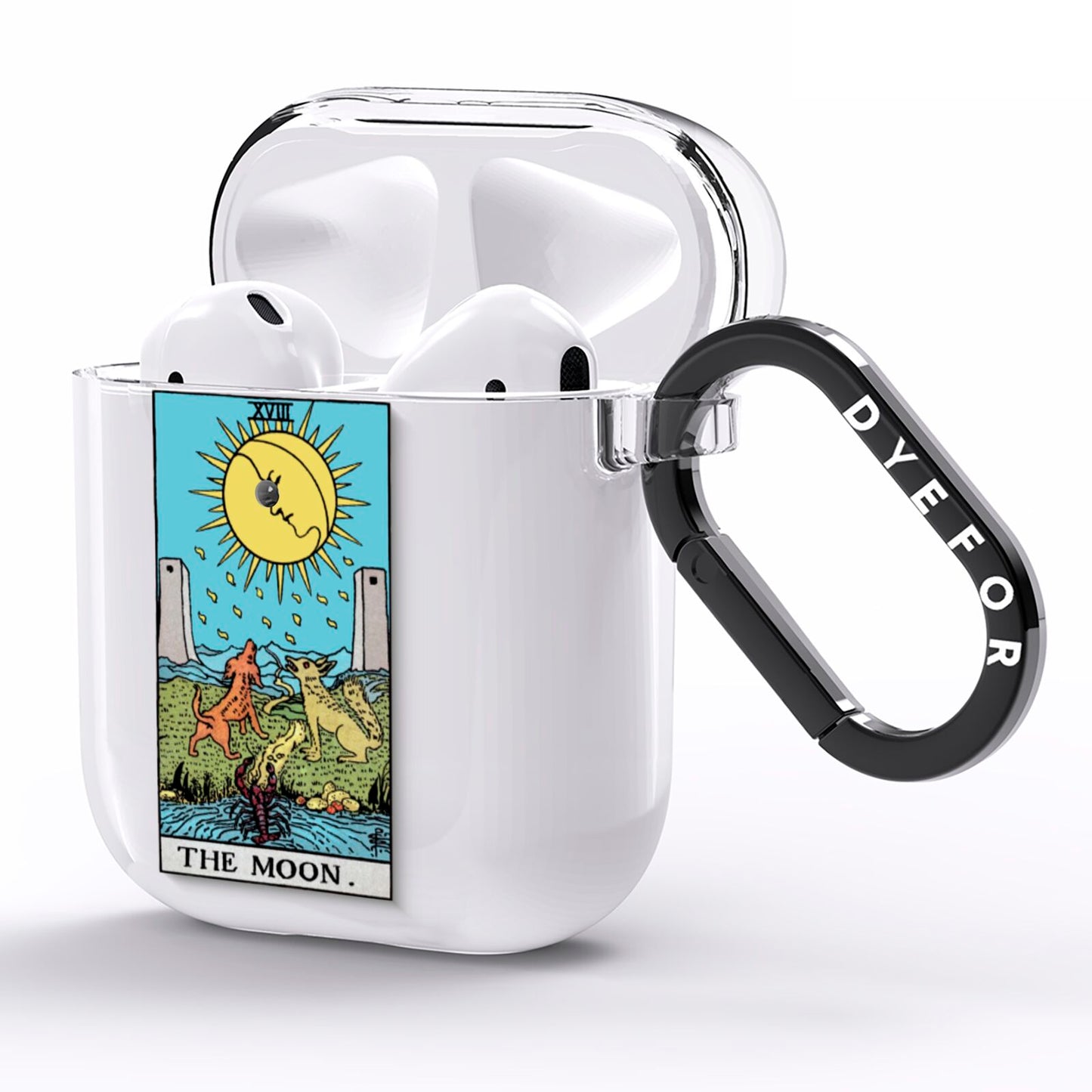 The Moon Tarot Card AirPods Clear Case Side Image