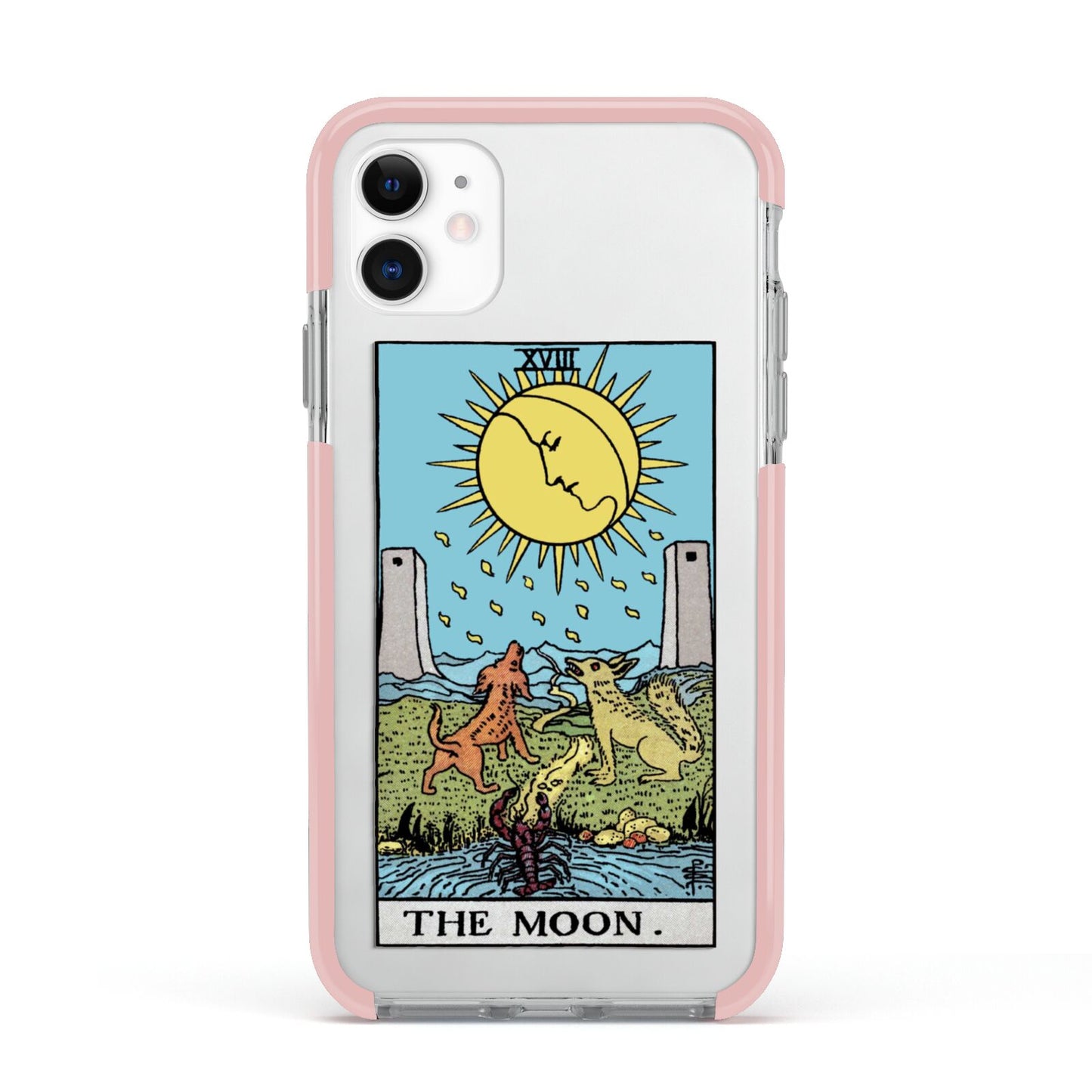 The Moon Tarot Card Apple iPhone 11 in White with Pink Impact Case