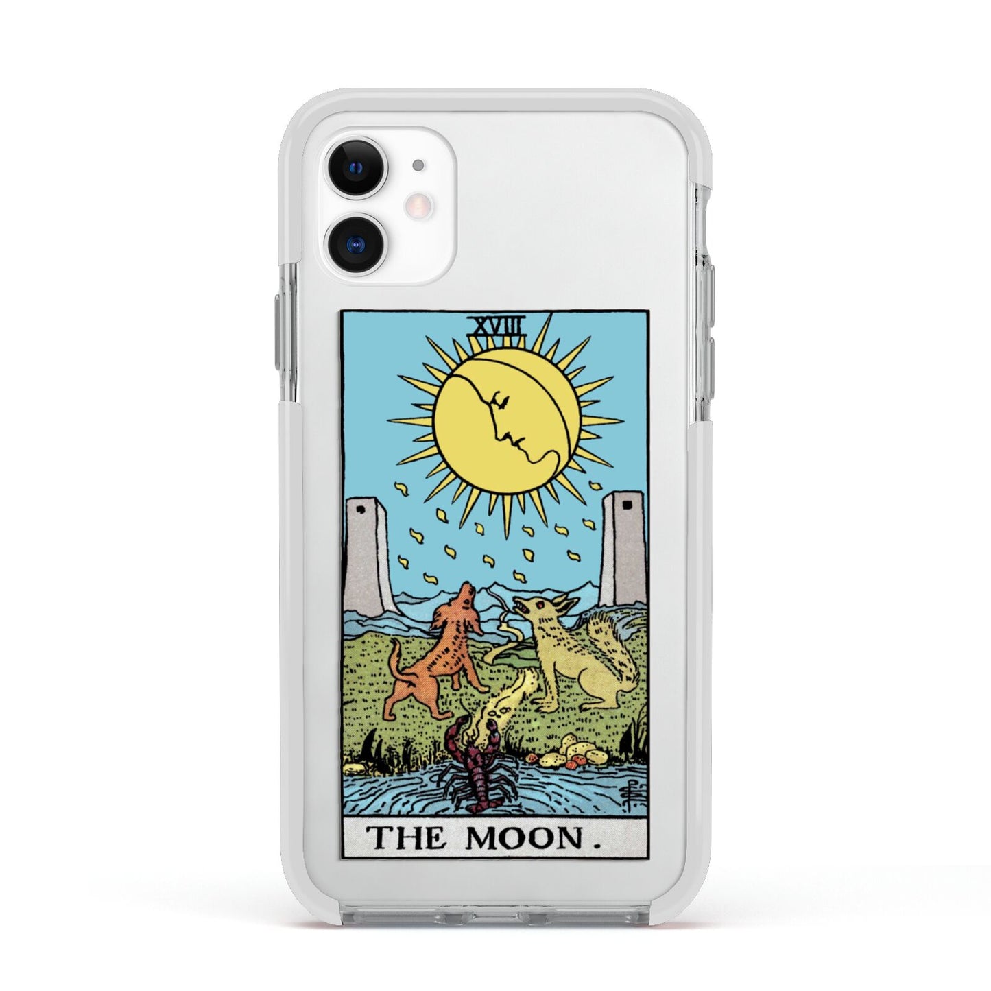 The Moon Tarot Card Apple iPhone 11 in White with White Impact Case