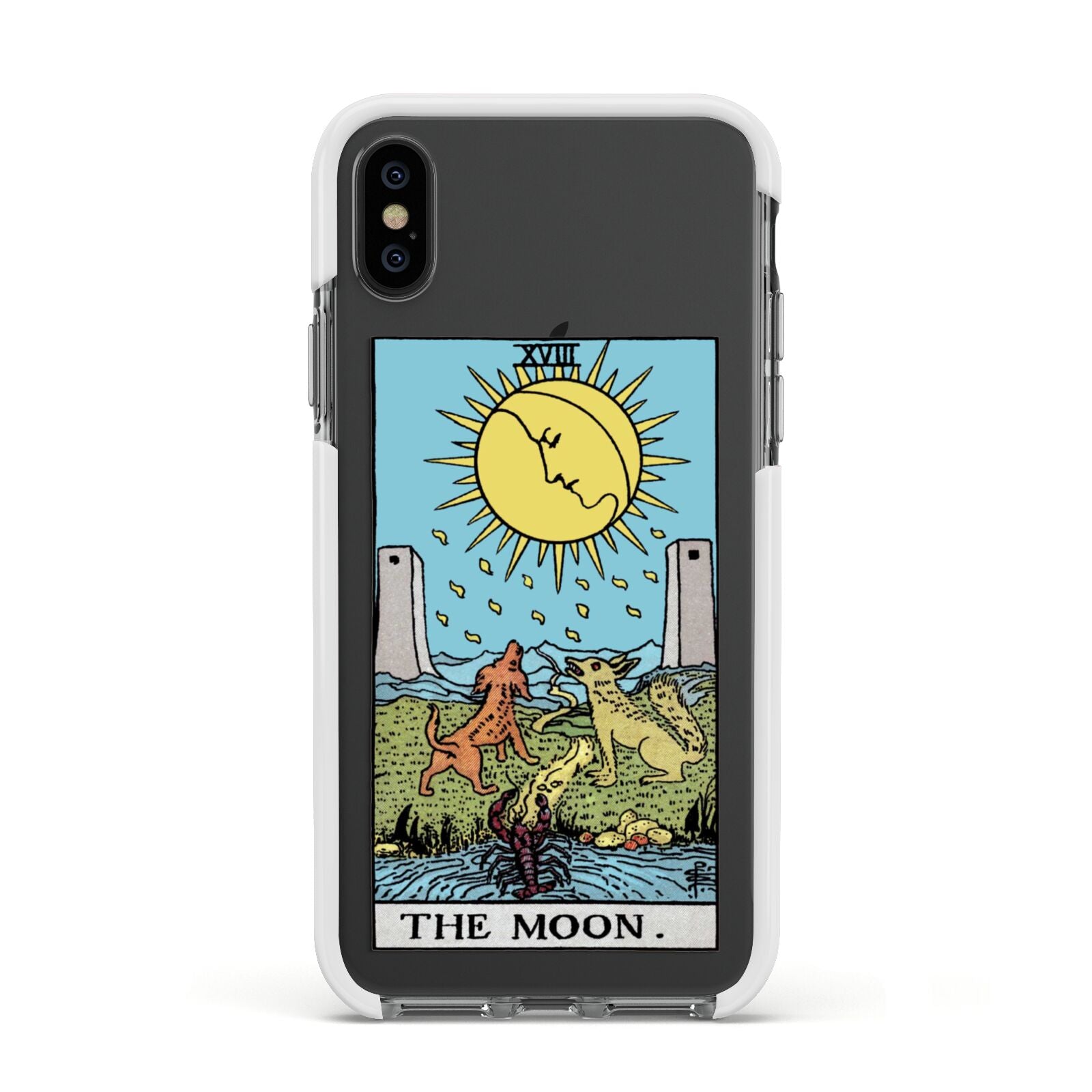The Moon Tarot Card Apple iPhone Xs Impact Case White Edge on Black Phone