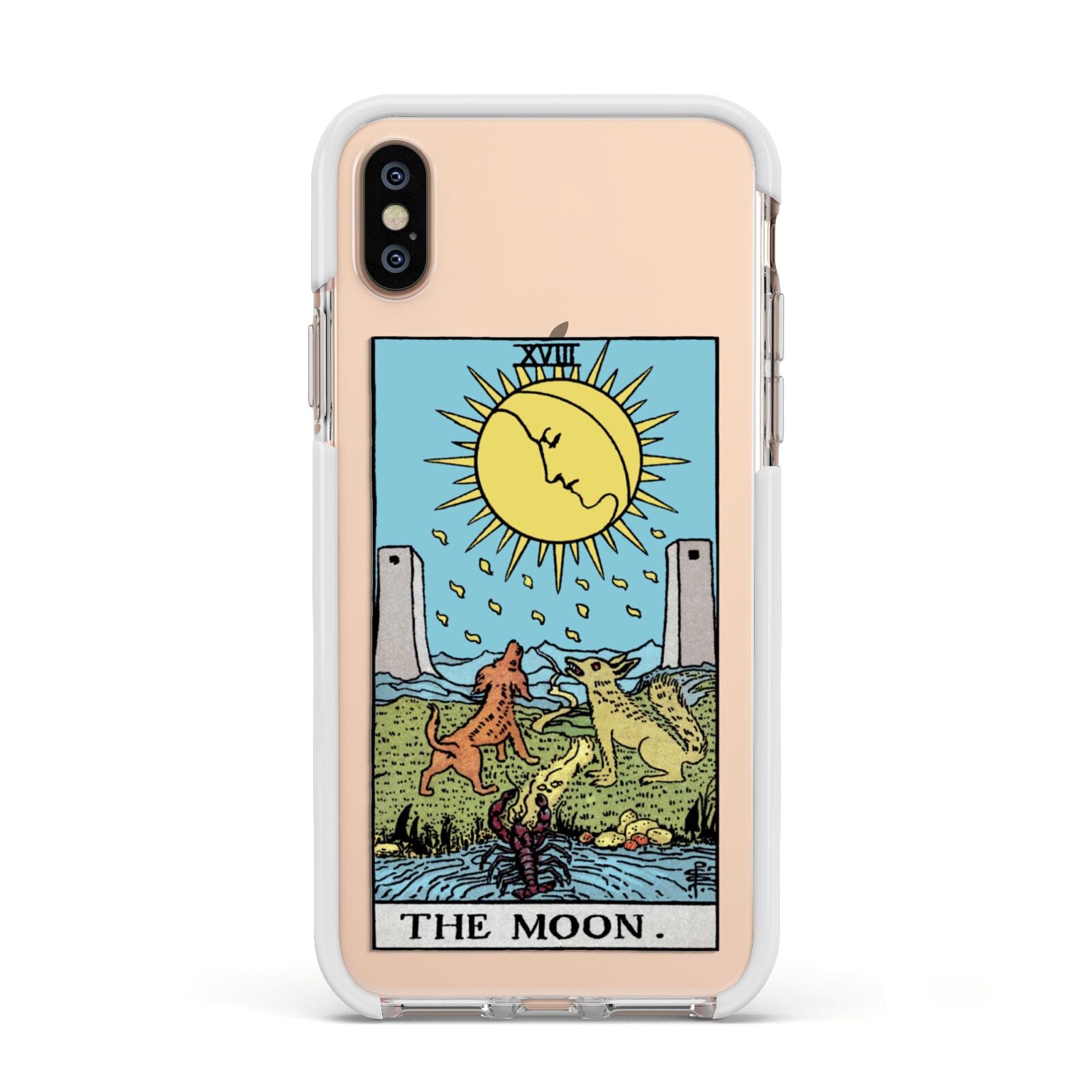The Moon Tarot Card Apple iPhone Xs Impact Case White Edge on Gold Phone