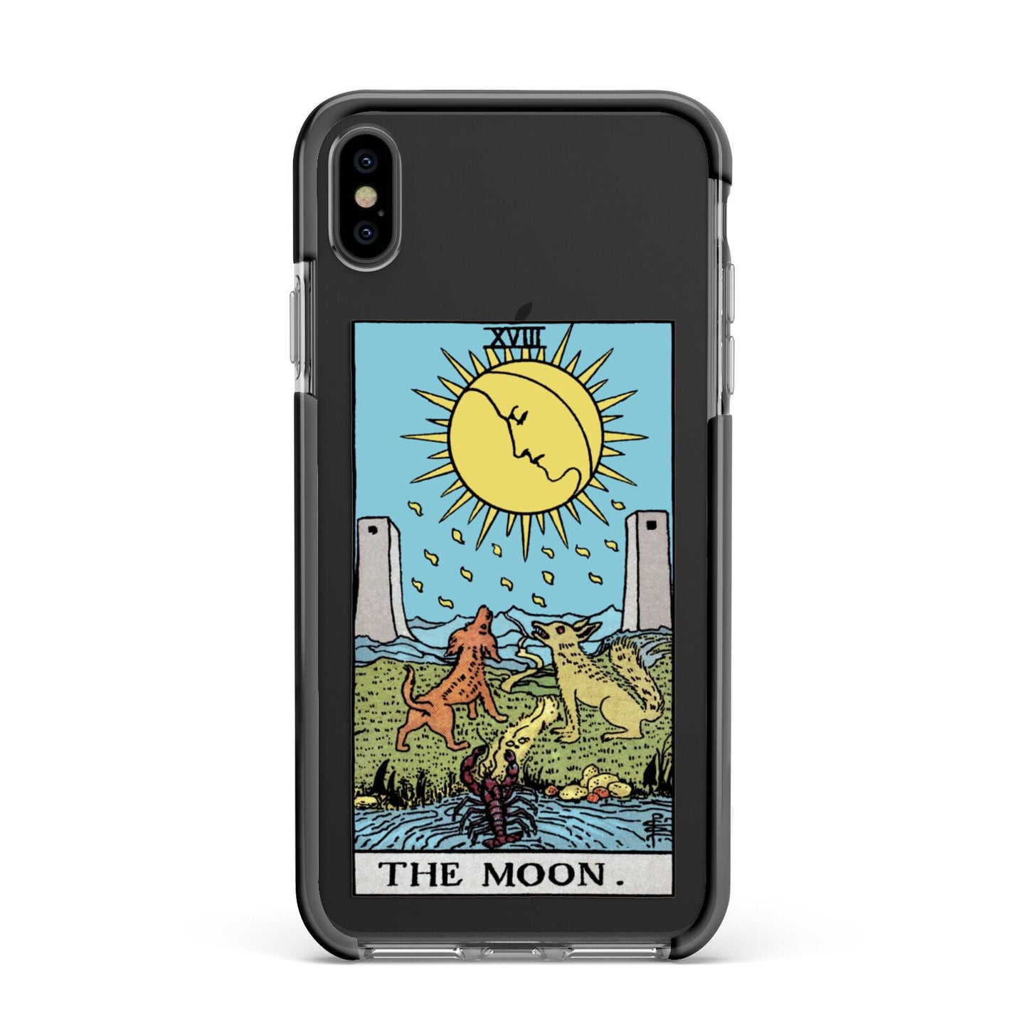 The Moon Tarot Card Apple iPhone Xs Max Impact Case Black Edge on Black Phone