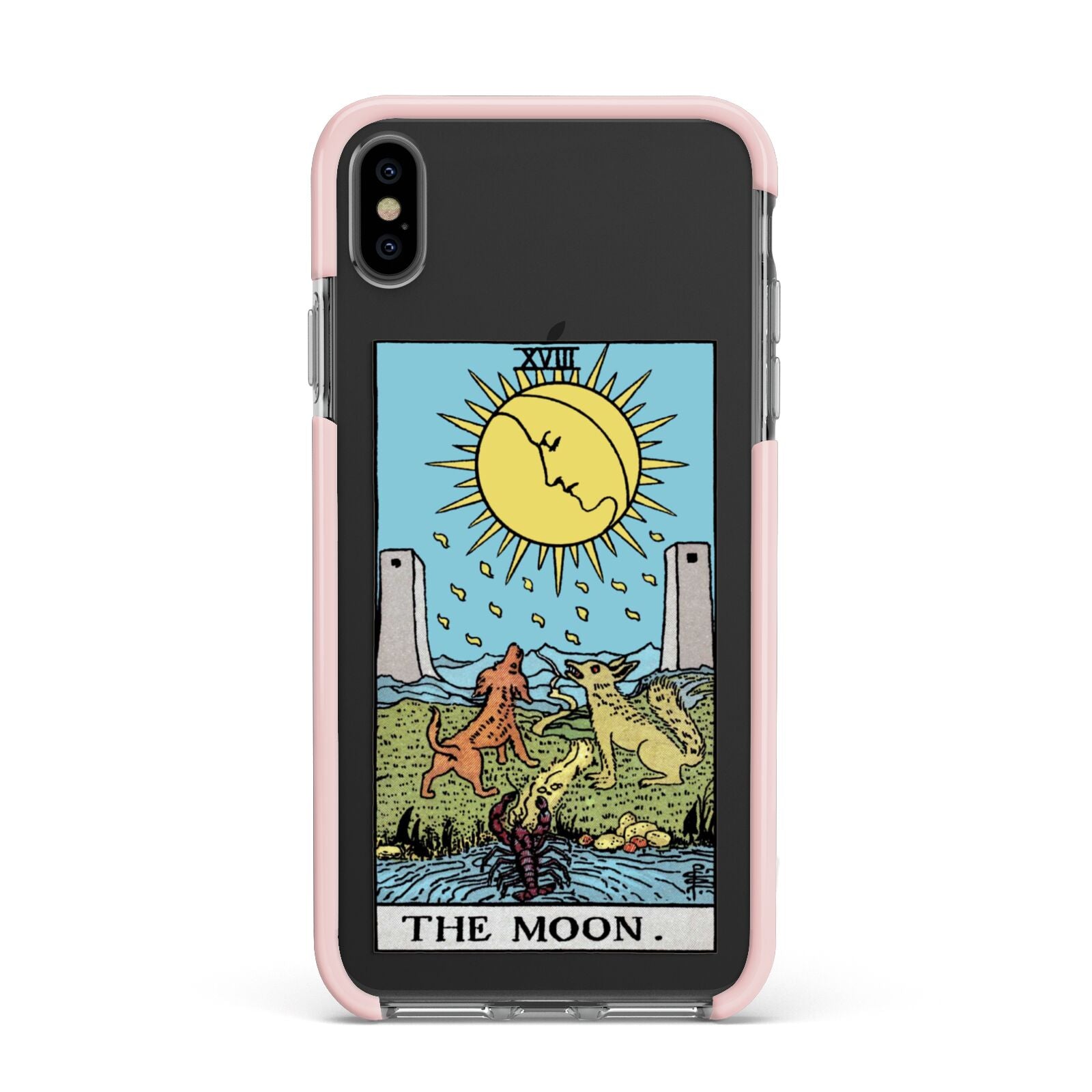 The Moon Tarot Card Apple iPhone Xs Max Impact Case Pink Edge on Black Phone