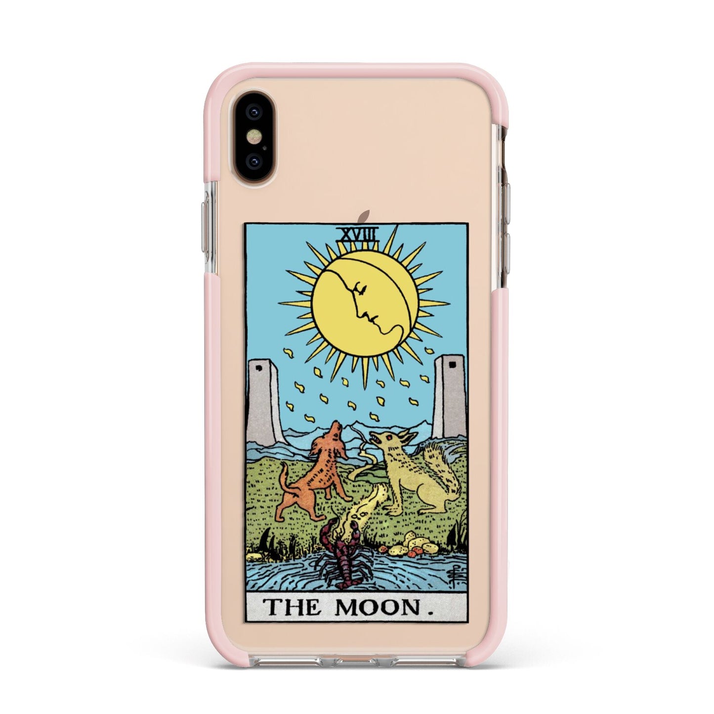 The Moon Tarot Card Apple iPhone Xs Max Impact Case Pink Edge on Gold Phone