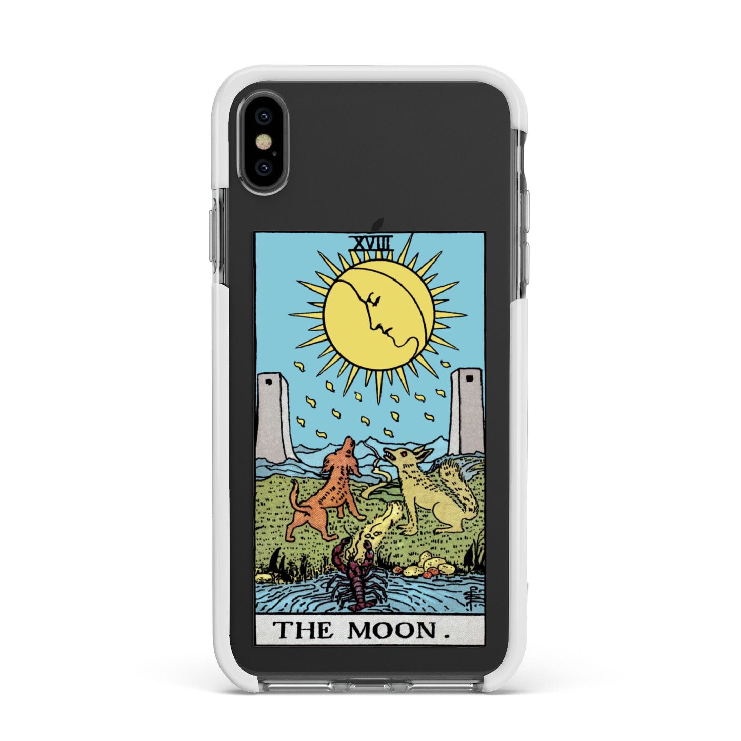 The Moon Tarot Card Apple iPhone Xs Max Impact Case White Edge on Black Phone