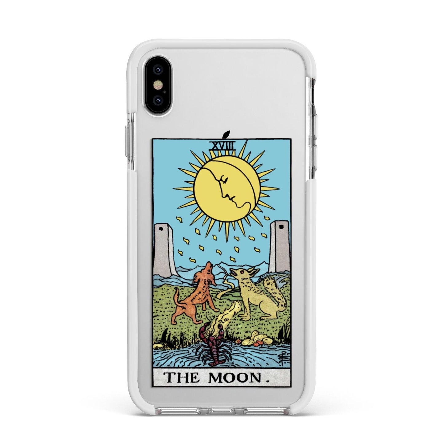 The Moon Tarot Card Apple iPhone Xs Max Impact Case White Edge on Silver Phone