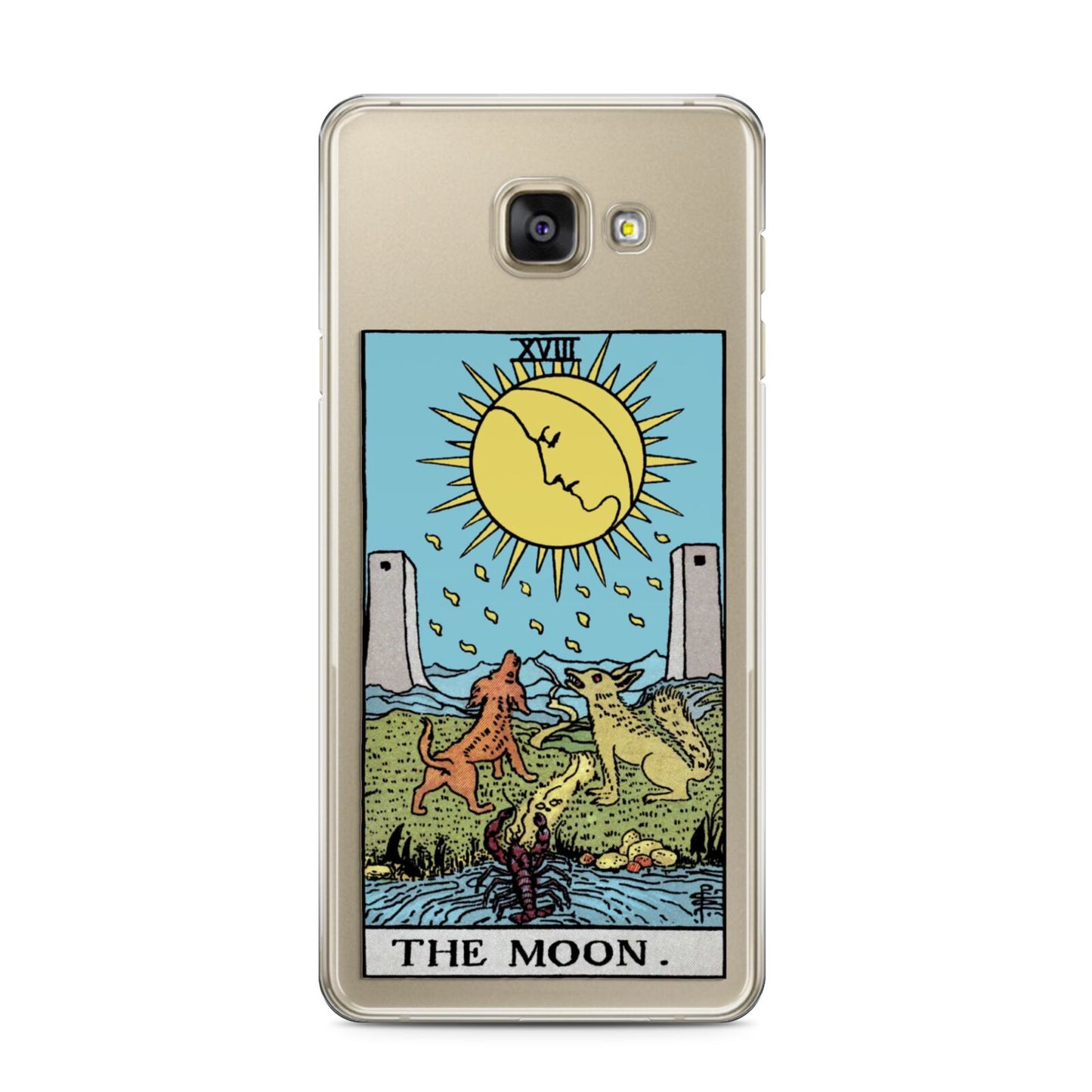 The Moon Tarot Card Samsung Galaxy A3 2016 Case on gold phone