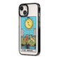 The Moon Tarot Card iPhone 13 Black Impact Case Side Angle on Silver phone