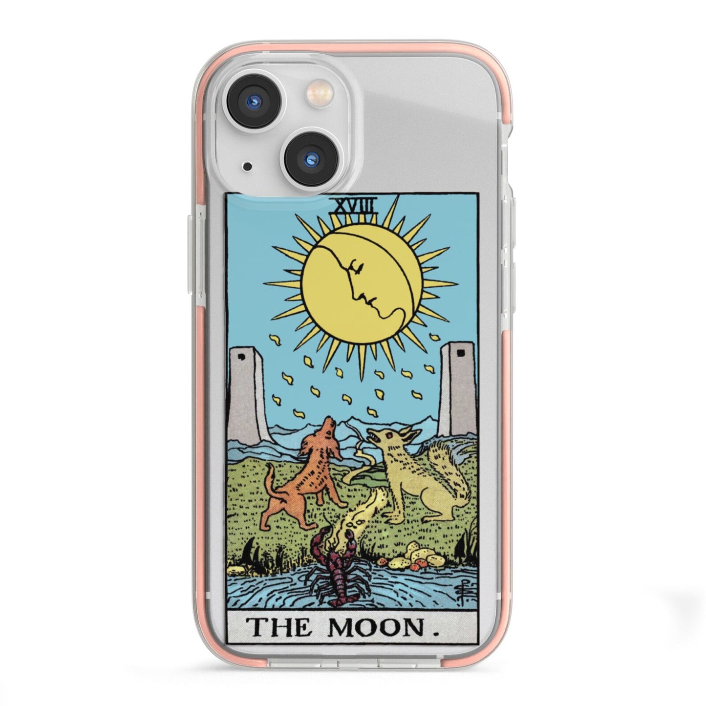 The Moon Tarot Card iPhone 13 Mini TPU Impact Case with Pink Edges