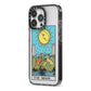The Moon Tarot Card iPhone 13 Pro Black Impact Case Side Angle on Silver phone