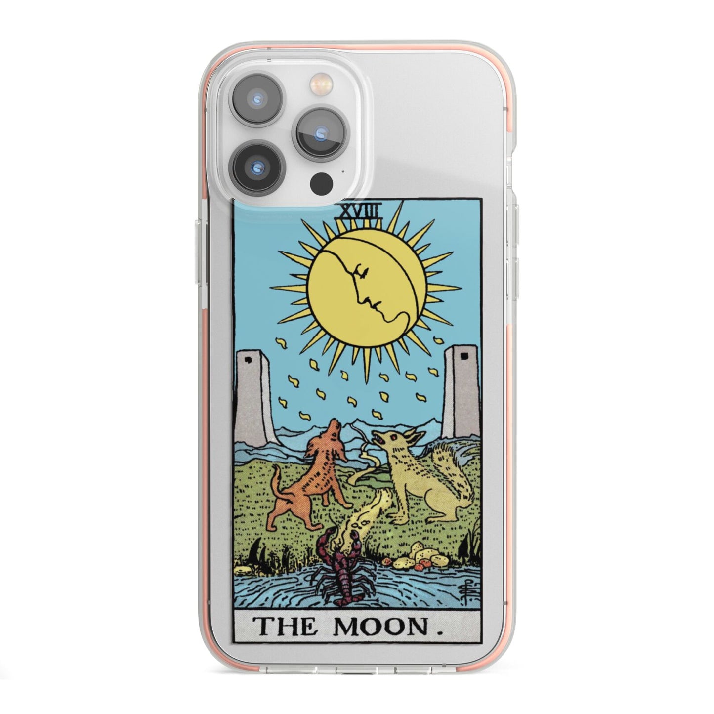 The Moon Tarot Card iPhone 13 Pro Max TPU Impact Case with Pink Edges
