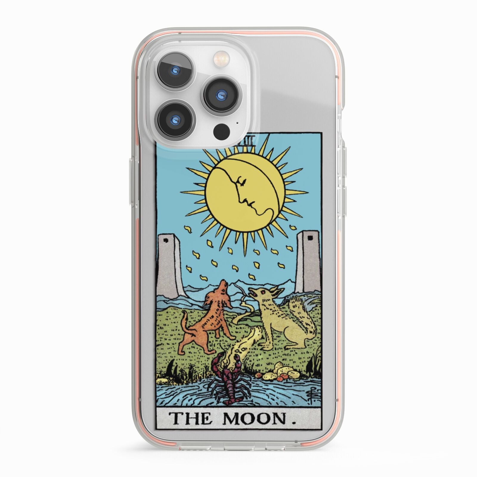 The Moon Tarot Card iPhone 13 Pro TPU Impact Case with Pink Edges