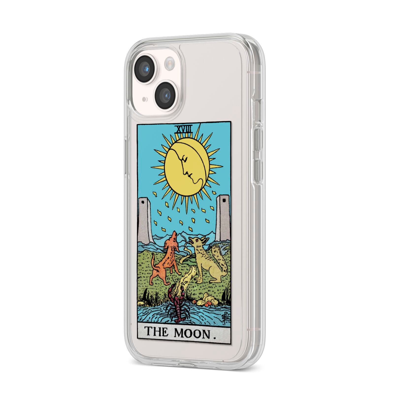 The Moon Tarot Card iPhone 14 Clear Tough Case Starlight Angled Image