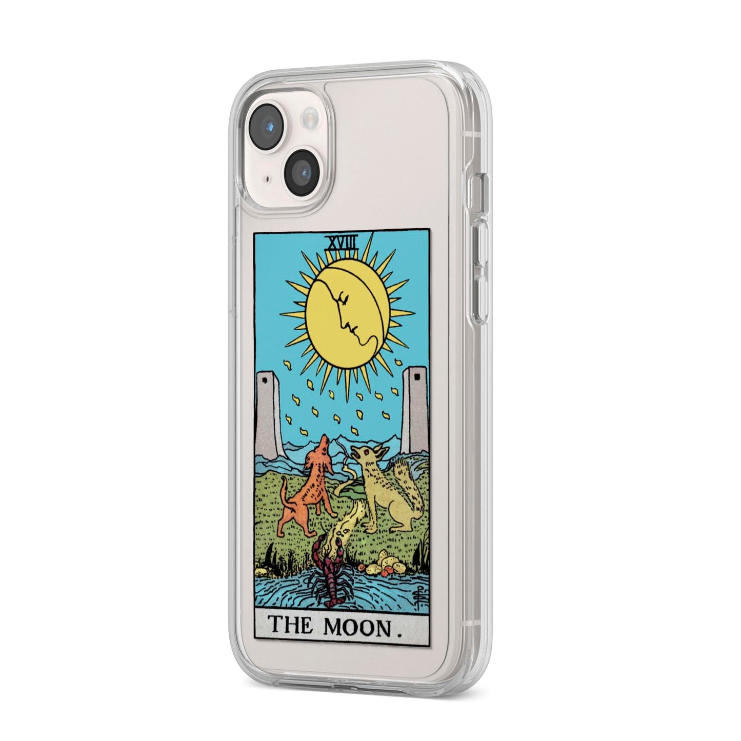 The Moon Tarot Card iPhone 14 Plus Clear Tough Case Starlight Angled Image