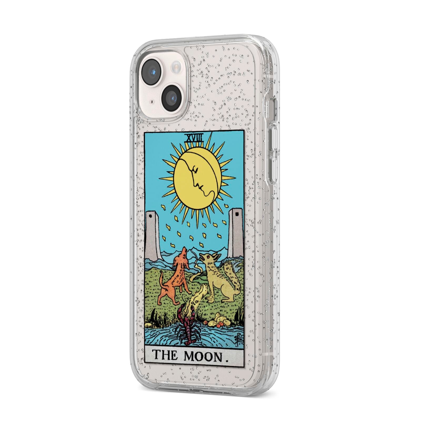 The Moon Tarot Card iPhone 14 Plus Glitter Tough Case Starlight Angled Image