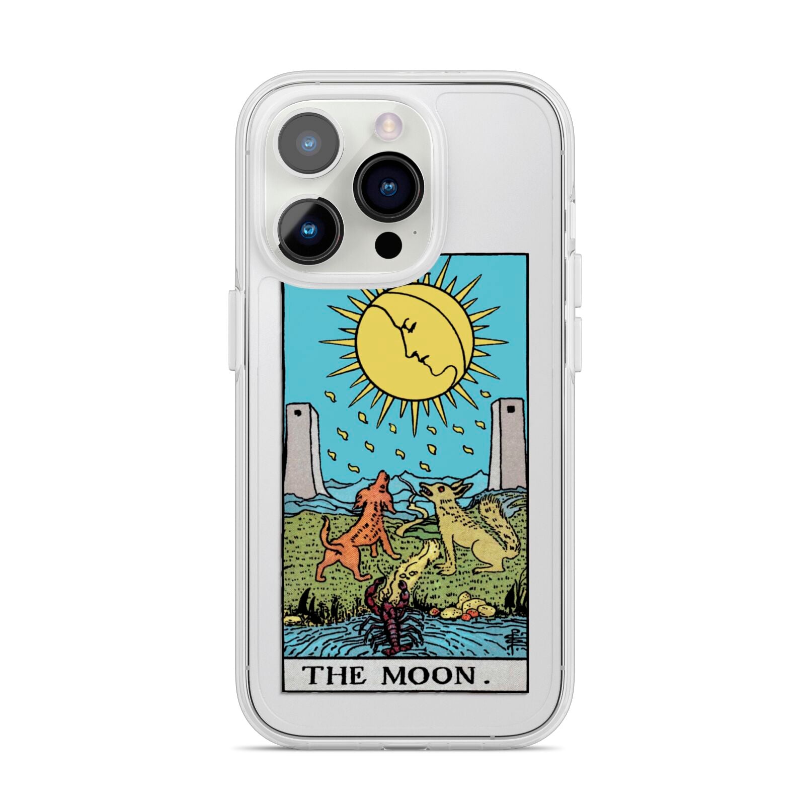 The Moon Tarot Card iPhone 14 Pro Clear Tough Case Silver