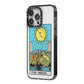 The Moon Tarot Card iPhone 14 Pro Max Black Impact Case Side Angle on Silver phone