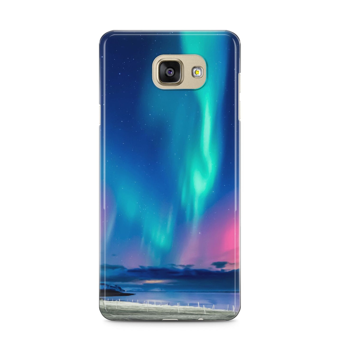The Northern Lights Samsung Galaxy A5 2016 Case on gold phone