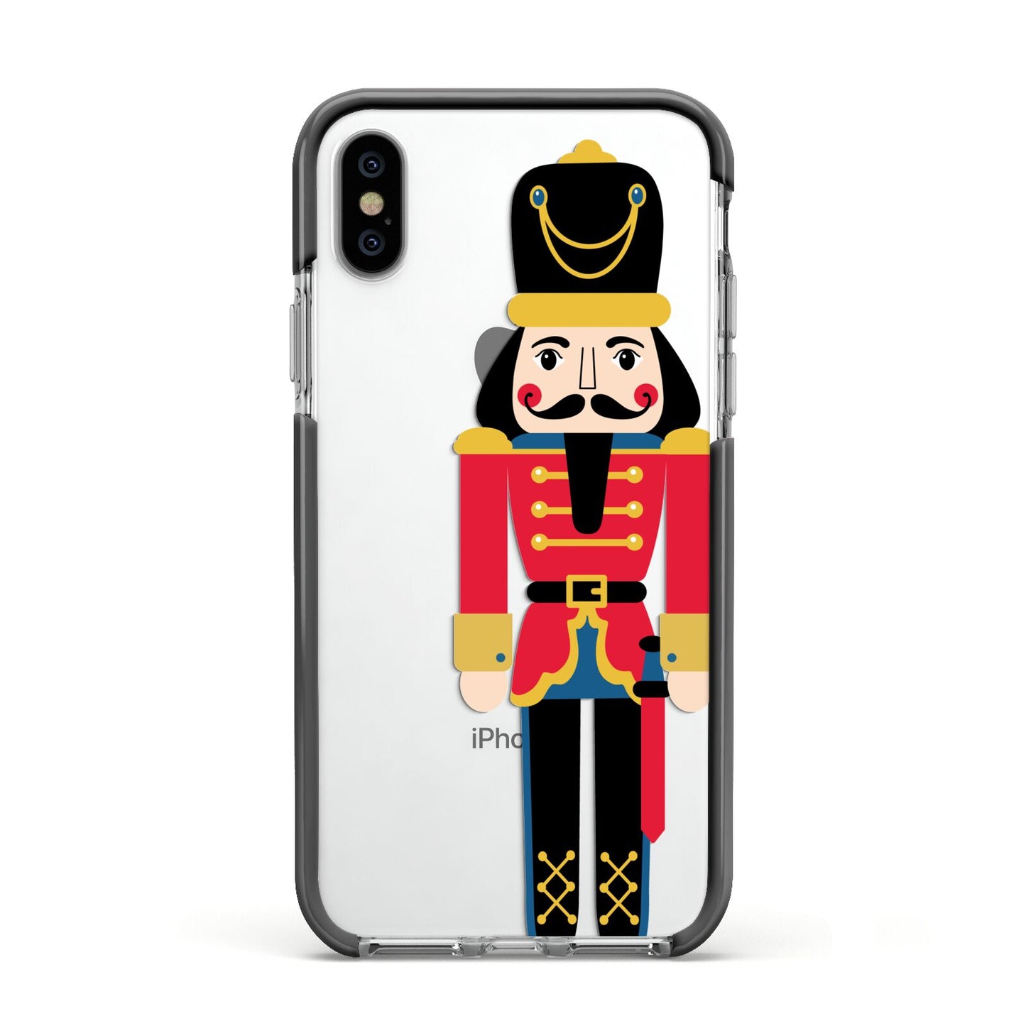 The Nutcracker Apple iPhone Xs Impact Case Black Edge on Silver Phone