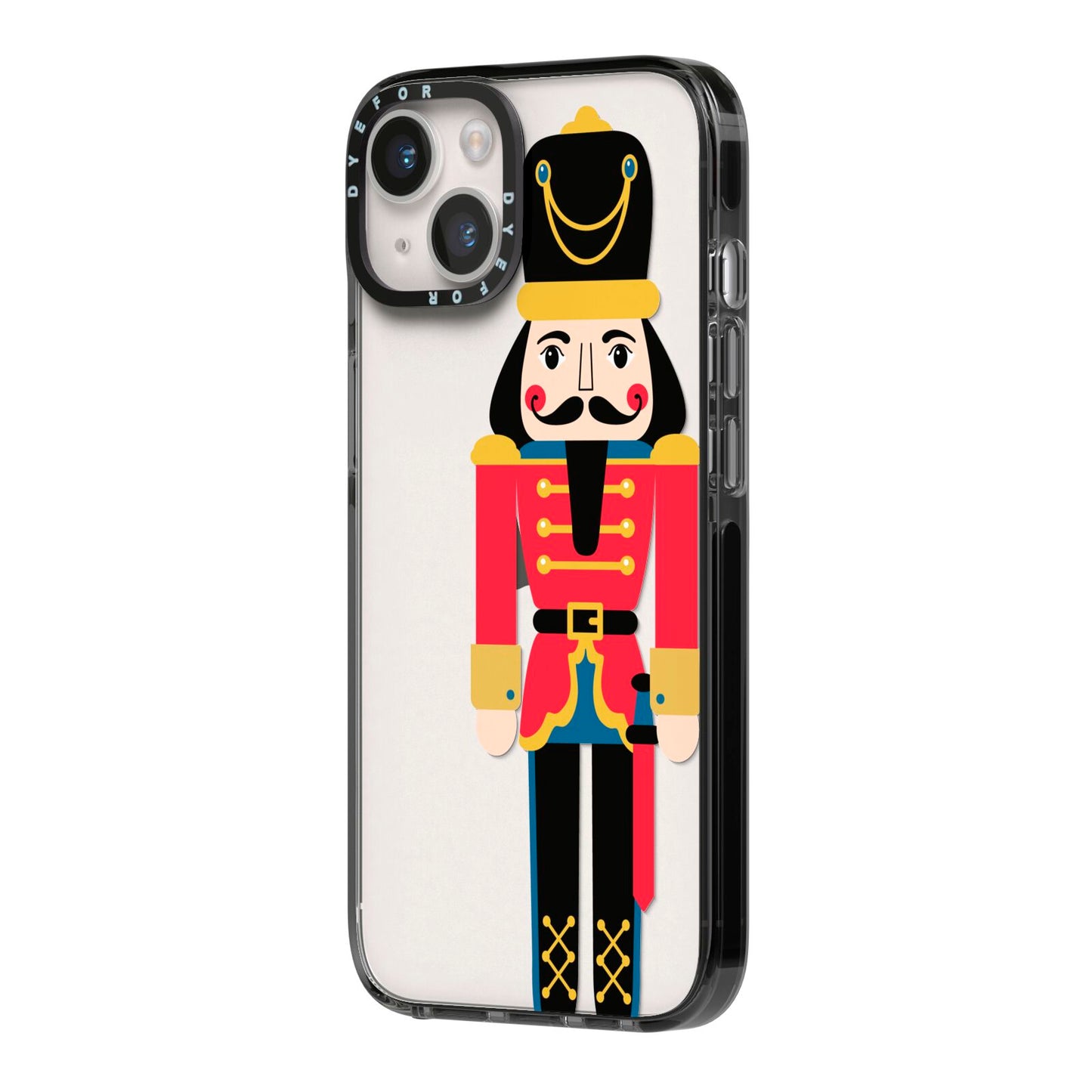 The Nutcracker iPhone 14 Black Impact Case Side Angle on Silver phone