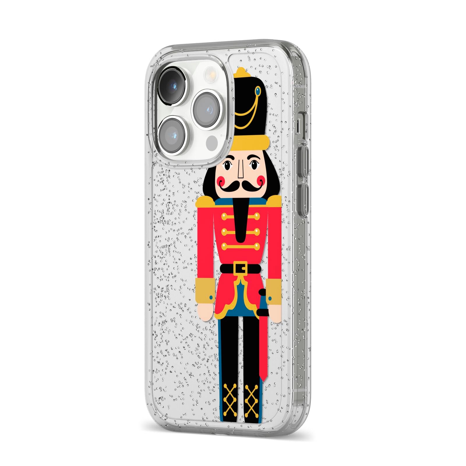 The Nutcracker iPhone 14 Pro Glitter Tough Case Silver Angled Image