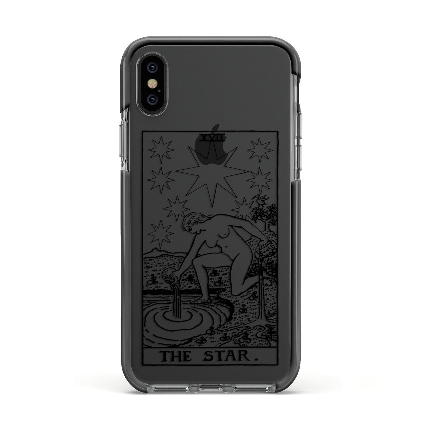 The Star Monochrome Tarot Card Apple iPhone Xs Impact Case Black Edge on Black Phone