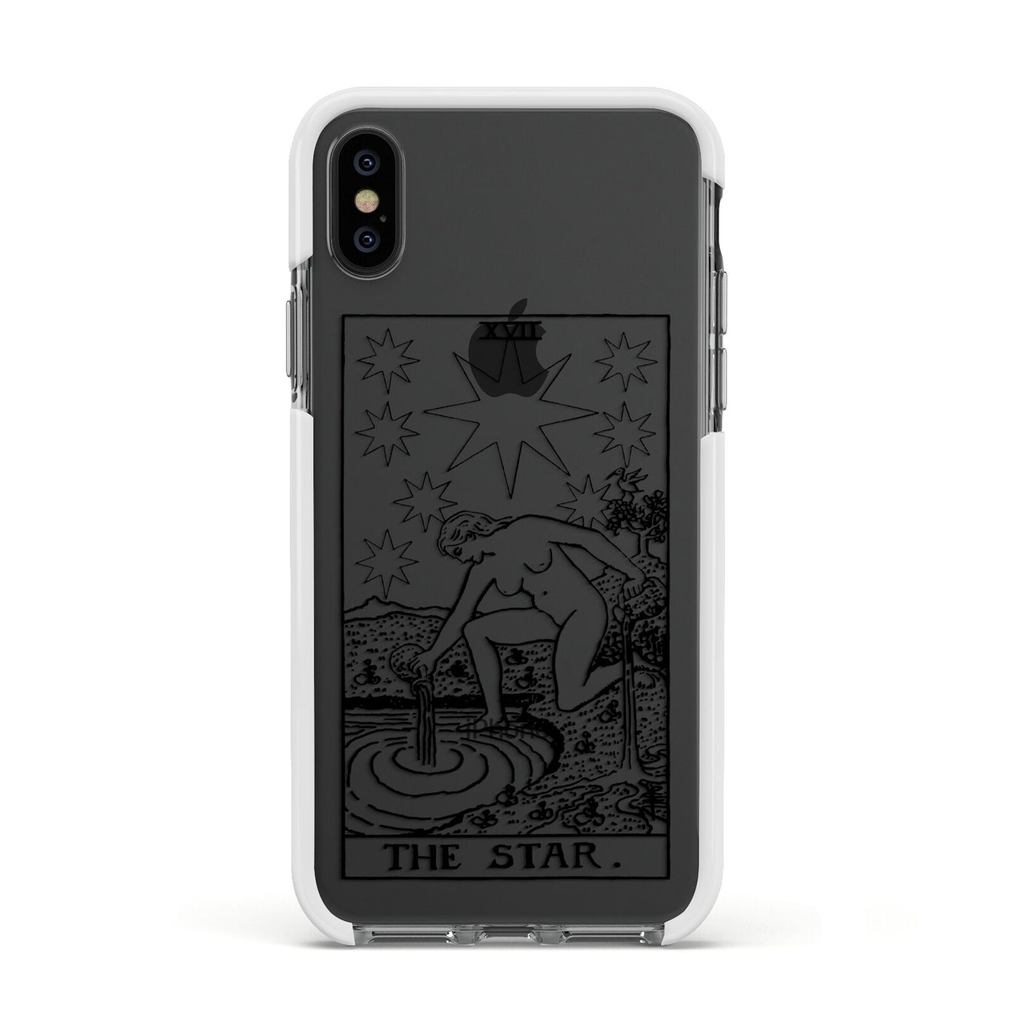 The Star Monochrome Tarot Card Apple iPhone Xs Impact Case White Edge on Black Phone