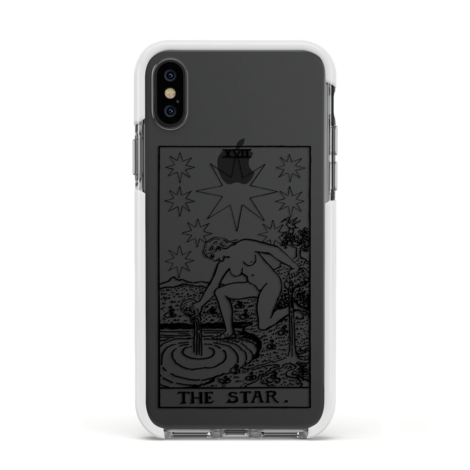 The Star Monochrome Tarot Card Apple iPhone Xs Impact Case White Edge on Black Phone